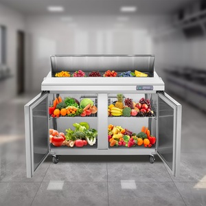 Commercial Double-Temperature <strong>Built</strong>-<strong>In</strong> Stainless Steel <strong>Refrigerator</strong> 17.73 Cu. Ft. 2/4 Door Prep Station 18 Pans Cut Board for - Product Image 2