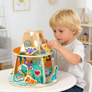 Jouets Montessori Activités en bois Puzzle Apprentissage Cognitif Jeux de dinosaures Jouets pour enfants - Product Image 1