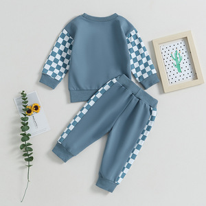 Conjunto de dos piezas para niños pequeños, sudadera con cuello redondo y cintura elástica, pantalones deportivos con cintura elástica, conjunto de dos piezas para otoño e invierno - Product Image 3