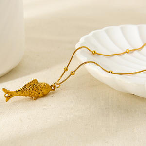 Collana con ciondolo per pesci di perle 2025 alla moda collana a catena con serpente collana in acciaio inossidabile placcato oro 18K gioielli impermeabili - Product Image 3