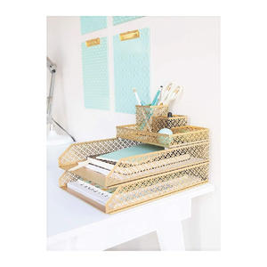 Fournitures de <span class=keywords><strong>bureau</strong></span> Accessoires de <span class=keywords><strong>bureau</strong></span> pour femmes-Ensemble organisateur de <span class=keywords><strong>bureau</strong></span> élégant à emboîtement de 6 pièces-Tasse à stylo, 3 plateaux à accessoires - Product Image 2