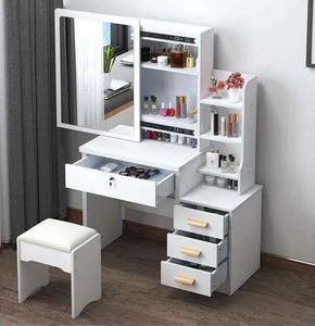<span class=keywords><strong>Commode</strong></span> en bois blanc avec miroir de maquillage et tabouret – Offre spéciale <span class=keywords><strong>pour</strong></span> <span class=keywords><strong>chambre</strong></span> à coucher – Style MDF - Product Image 4