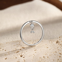 Anillo de Boda Personalizado con Diseño de Pez, en Plata de Ley 925 con Baño de Rodio y Oro de 14K, con Circonita, Colgante de Pez Pequeño