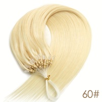 Extensions de cheveux humains européens vierges Remy, trame micro-fine, lisses, clairs/foncés, cuticules intactes, sans perte de cheveux