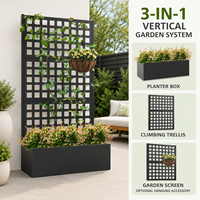 Jardinière galvanisée thermolaquée avec grille de treillis pour plantes grimpantes, idéale pour patio, balcon, centre de jardinage, vente au détail et projets paysagers