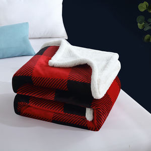 FY Sherpa Navidad Buffalo Plaid Manta Rojo Negro Esponjoso Suave Cozy <span class=keywords><strong>Throw</strong></span> para sofá Cama Sofá Estilo coreano Patrón de Festival - Product Image 4