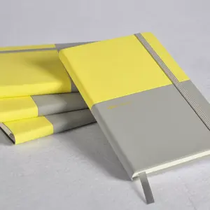 Produttori all'ingrosso quaderno Campus con copertina rigida A5 in pelle abbinata al colore grigio giallo all'ingrosso