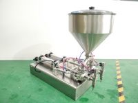 Machine de remplissage semi-automatique à double tête avec trémie (Machine de remplissage de beurre à piston, Remplisseuse de crème pneumatique) (100-1000ml)