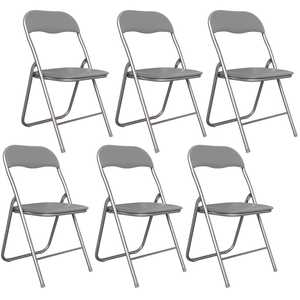 Sedie Pieghevoli Flash Grigie 44x47x82 Cm Salvaspazio con Telaio in Metallo e Seduta in PVC - Product Image 4