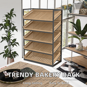 Custom stile <span class=keywords><strong>moderno</strong></span> in legno griglia di vendita calda panetteria espositore per pasticcerie e pasticcerie - Product Image 3