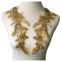 Robe de soirée de créateur haut de gamme avec appliques en strass 3D en forme de fleur, à coudre ou thermocollantes, en verre extensible
