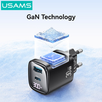 USAMS C229 ponsel PD30w GaN QC, Tipe C pengisi daya Cepat adaptor catu daya tampilan Digital USB C pengisi daya dinding perjalanan