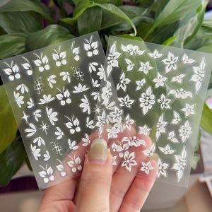 Chaud 5D Relief Acrylique Fleur Ongles Autocollants Auto-Adhésif Fleur <span class=keywords><strong>Kawaii</strong></span> Manucure Stickers pour DIY Nail Art Relief D'été Nail Decal - Product Image 1