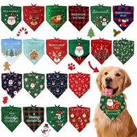 Bavoir triangulaire transfrontalier de Noël réglable en polyester à motif floral de style britannique pour animaux de compagnie, écharpe anti-bave pour chat et chien, utilisation intérieure/extérieure
