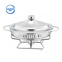 Réchaud de buffet de luxe doré avec couvercle en verre et brûleur à alcool pour fêtes, mariages, hôtels et restaurants