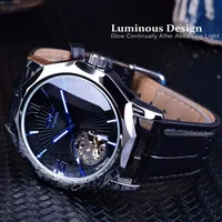 Top marque de luxe gagnant montre bleu océan géométrie conception Transparent squelette cadran hommes montre automatique mode montre mécanique