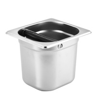 Boîte à café en acier inoxydable, bac à déchets pour expresso, conteneur intégré avec barre en caoutchouc pour la maison, le café, l'utilisation en restaurant