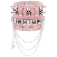 Bracelet large en cuir PU style Gothique Punk pour la danse urbaine, motif étoile dominatrice W.E. - Grande Vente Mode unisexe multicolores, personnalité tendance