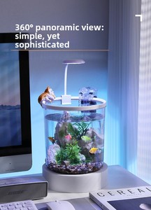 JSDミニ水槽LEDライトポンプデスクトップフィッシュタンク（家庭用寝室向け） - Product Image 4
