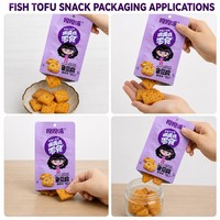 Sachet Doypack personnalisé imprimé avec trou de suspension pour snacks au tofu de poisson et aliments à base de protéines de soja, thermoscellable