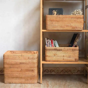Cesta de mimbre Natural Rectangular, decoración del hogar, juguetes para niños, cestas de almacenamiento, accesorios de cocina para frutas, cesta de lavandería de Hotel - Product Image 6
