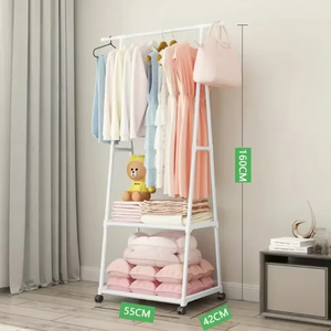 Perchero Simple para colgar ropa, colgador de ropa móvil para dormitorio con rueda, perchas triangulares portátiles simples para suelo, estantes - Product Image 6