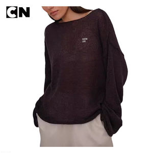 ผู้ผลิตเสื้อสเวตเตอร์ที่ได้รับการรับรอง GRS ขายส่งเสื้อสเวตเตอร์ถักแบบโปร่งลายฉลุ เสื้อสเวตเตอร์ไหมพรมบางเบาสำหรับผู้หญิง - Product Image 4