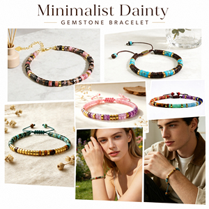 New Dream 2026 Trendy Women's Pink Natural Stone Adjustable Beaded <b>Bracelet</b> <b>Crystal</b> Rhinestone Healing Energy Valentine's Day - Product Image 1