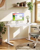 Bureau debout électrique moderne en bois Jiang'pai BGZ67890, hauteur réglable, double tiroirs, 2 crochets, noir, pour chambre et bureau