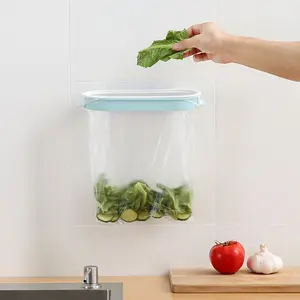 Kitchen hanging garbage bag can be hung cabinet door trash can bracket plastic storage shelf simple wall hanging trash can