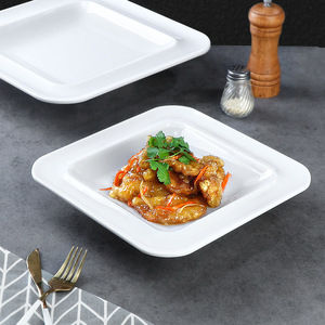 Plato Cuadrado de Melamina Blanco, Imitación de Porcelana, Uso Comercial en Restaurantes, para Platos Fríos, Tazones de Arroz, Comida Rápida - Product Image 3