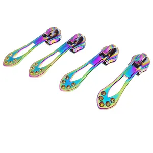 Wholesale 5# Non Lock Rainbow Diamond Zipper Slider Puller Pull For Metal Zipper Nylon Zipper