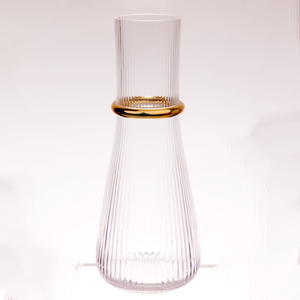 Verres à vin côtelés avec ceinture dorée, gobelets rayés en verre sans plomb, articles de bar pour mariage, fête, usage domestique - Product Image 2