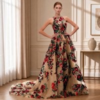 Robe de soirée longue élégante pour femme, ornée de sequins et de motifs floraux roses, robe de bal de demoiselle d'honneur, longueur maxi, traîne naturelle, pour mariée
