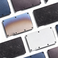 Dompet Logam Minimalis OEM untuk Pria, Dompet Aluminium Tipis untuk Saku Depan dengan Pelindung RFID, Tempat Kartu dengan Tali Elastis untuk Uang Tunai