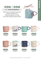 Fabricant de tasses à café nordiques en céramique personnalisées en porcelaine avec logo animal chat, faites à la main, écologiques et sans danger pour les aliments, cadeau pour enfants