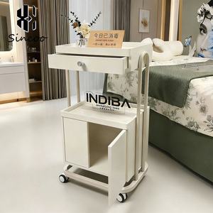 Carrito de Salón con Marco Metálico Estilo Europeo, Carrito de Belleza y Peluquería, Organizador de Almacenamiento con Estantes, Carrito Rodante para SPA con 4 Ruedas, Moderno para Sala de Estar - Product Image 2