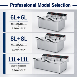 Commercial Countertop Double Tank Double Basket Electric Deep Fryer 6L 8L 11L Stainless Steel for Restaurant Fast Food Shop - Product Image 2