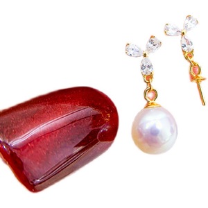 S925 <b>Silver</b> DIY <b>Pearl</b> Accessories Fashionable <b>Silver</b> <b>Earrings</b> with 7-11mm Round Beads and Empty Stand 21102 Model - Product Image 5