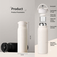 Thermos de Noël portable avec infuseur à thé magnétique en acier inoxydable 316, gravure personnalisée en gros, bouteille isotherme de luxe pour le bien-être d'entreprise