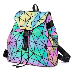 Рюкзак с геометрическим рисунком, светящаяся голографическая Светоотражающая сумка с изменением цвета, модная сумка для женщин