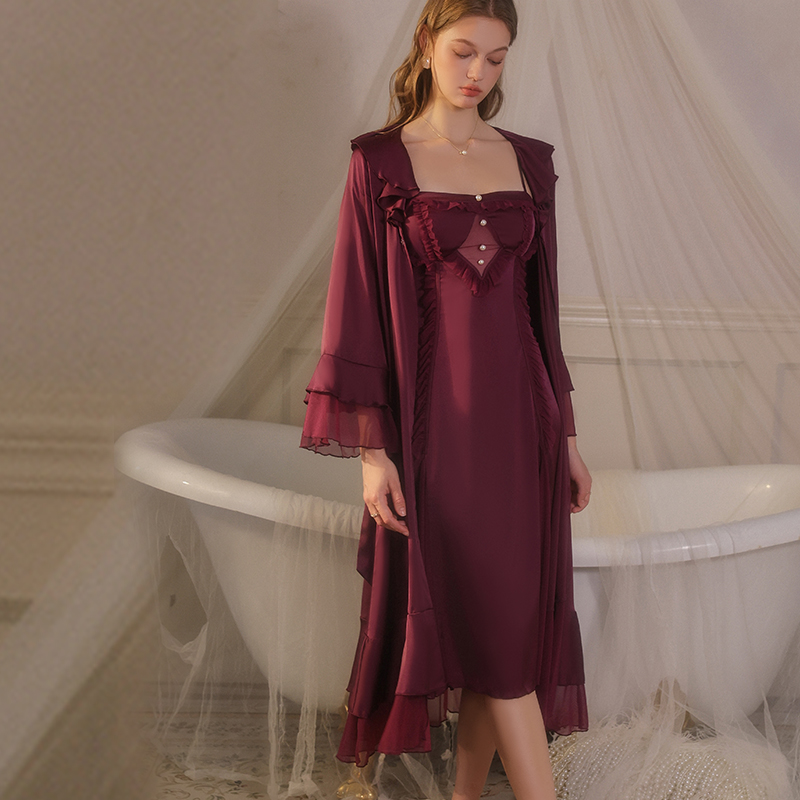 chinese dress ladies XUNRYAN Womens Maxi Dress Cute Nightgown Long Sleeve Knit Ribbed Sleepshirt  Casual Ruffle Pajama Homewear Sleep Dresses Blue at Amazon Women's Clothing  store