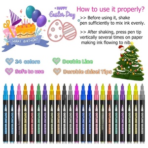 Contour Fantasy Flash Hand Konto Student Kinder Urlaub Gruß karte Markierung Art Marker Set Double-Line Highlighter Pen - Product Image 3