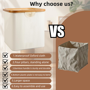 Cesto de Ropa Plegable de Bambú, Cesto de Ropa Impermeable Multifuncional para el Hogar - Product Image 2