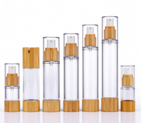 Botol Pompa Vakum Bambu Ramah Lingkungan, Dapat Didaur Ulang, Transparan, Isi Ulang, Kemasan Kosmetik Untuk Lotion dan Serum Wajah 50ml