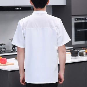 Chaqueta de chef Restaurante asiático Uniforme Camisas Abrigos de chef Todo negro Malla de manga corta personalizada - Product Image 4