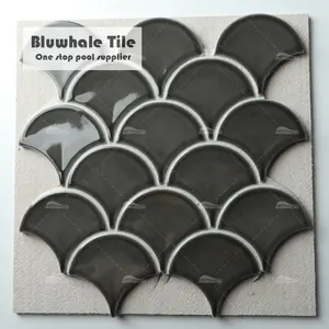 Bluwhale One Stop Pool Tile Manufacturer Fish Scale Mosaic Floor Ceramic Mosaic Tile Bathroom Fan Shape Mosaic