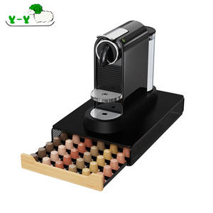 Offre Spéciale 40 50 60 dosettes bambou stockage organisateur boîte cafetière Machine support café <span class=keywords><strong>Capsule</strong></span> tiroir support avec pieds antidérapants - Product Image 1