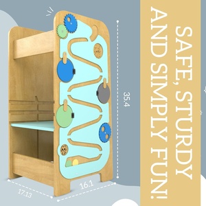 Taburete de cocina multiusos para niños pequeños <span class=keywords><strong>Pikler</strong></span>, almohadillas de fieltro antideslizantes para torre de actividades de madera de altura ajustable todo en uno - Product Image 2