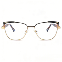 Monture optique tendance œil de chat à motif floral écologique pour femme, verres anti-lumière bleue, branches en acétate faites à la main, étui à lunettes, usage quotidien